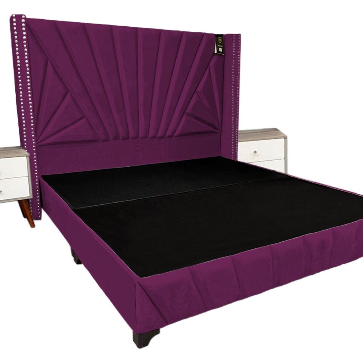 BARAKA HOME - Dormitorio Lienz Queen + Cabecera + 2 Veladores - Purpura