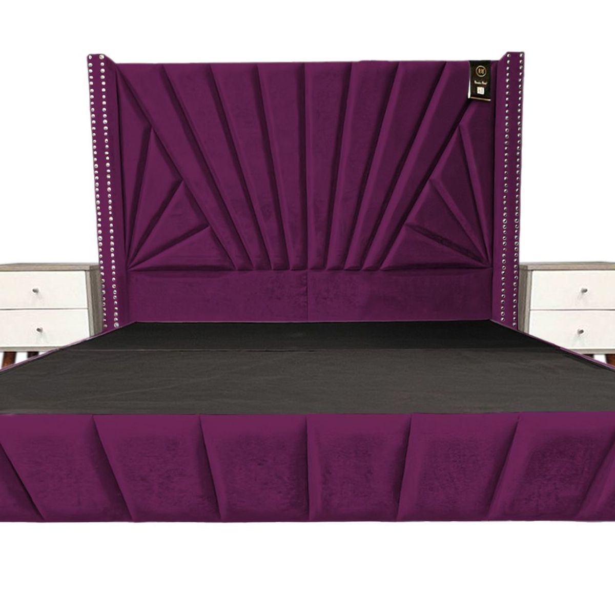 BARAKA HOME - Dormitorio Lienz Queen + Cabecera + 2 Veladores - Purpura