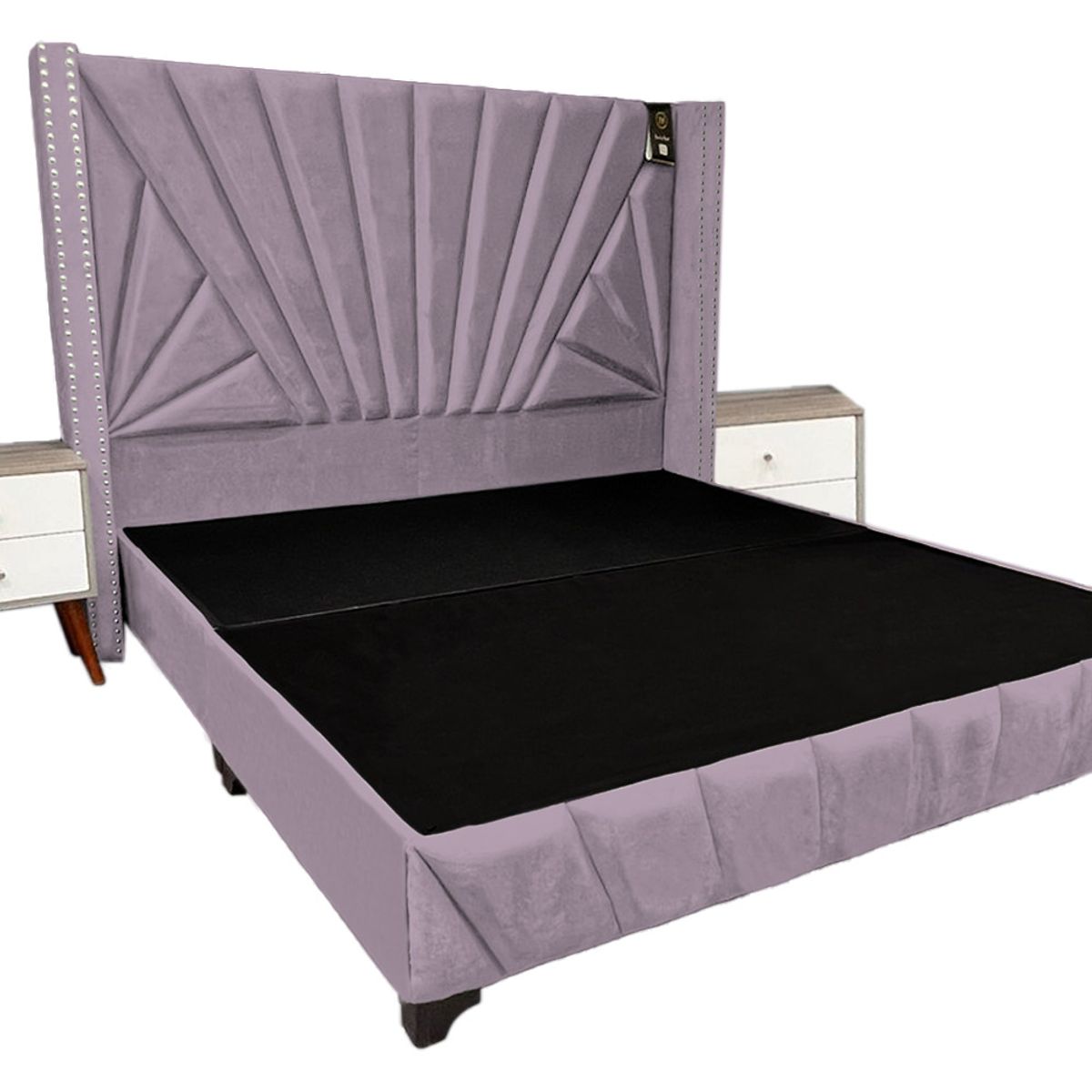 BARAKA HOME - Dormitorio Lienz Queen + Cabecera + 2 Veladores - Lila