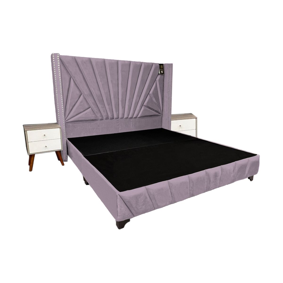 BARAKA HOME - Dormitorio Lienz Queen + Cabecera + 2 Veladores - Lila