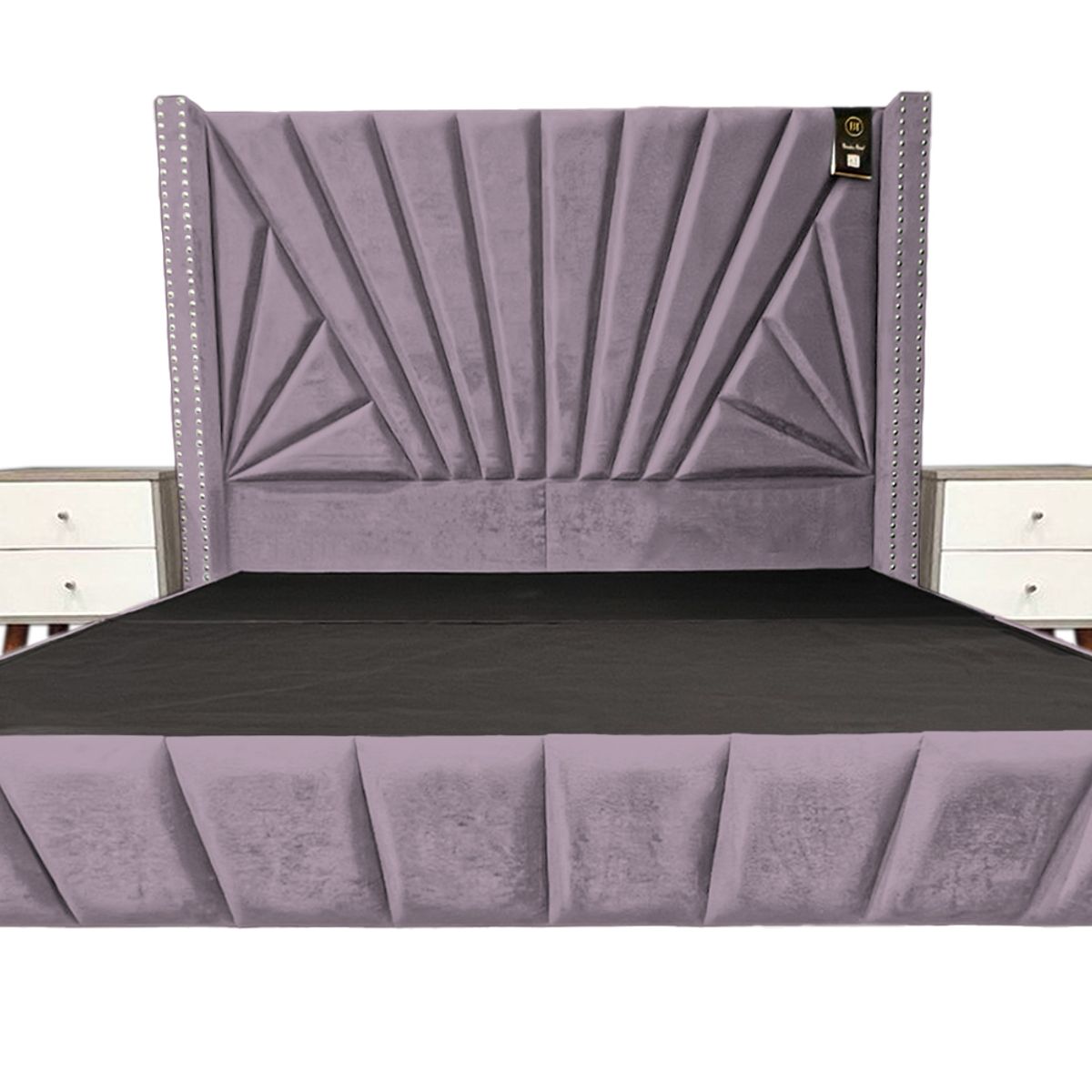 BARAKA HOME - Dormitorio Lienz Queen + Cabecera + 2 Veladores - Lila