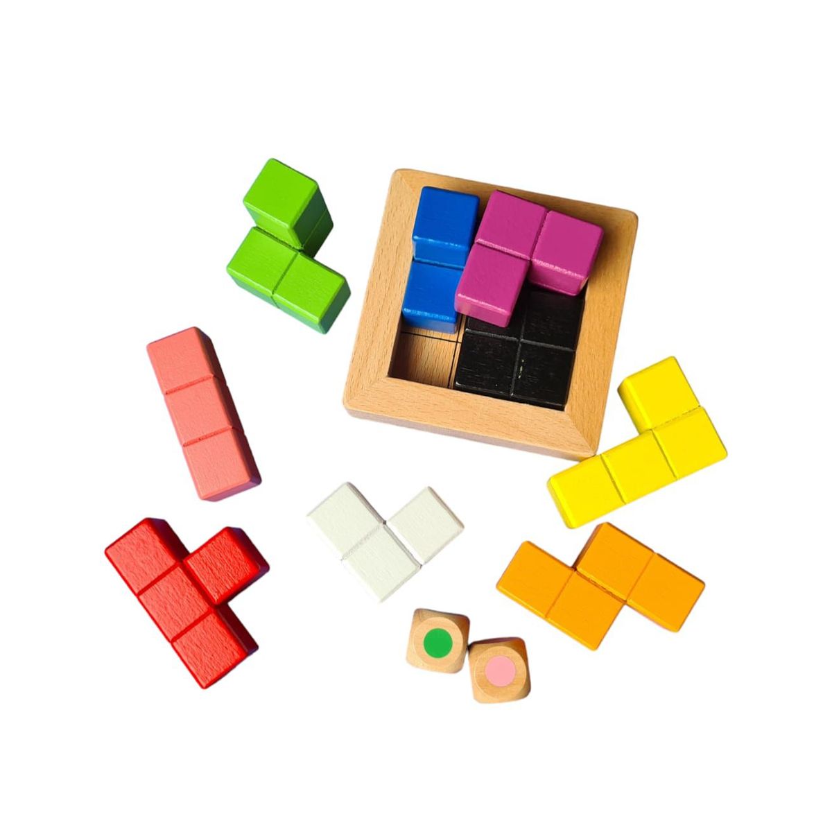 GENERICO - Bloques de tetris Rompecabeza en cubo de madera