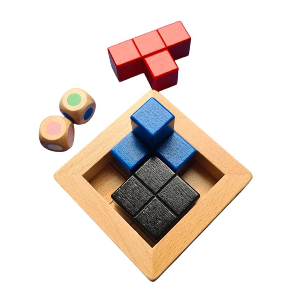 GENERICO - Bloques de tetris Rompecabeza en cubo de madera