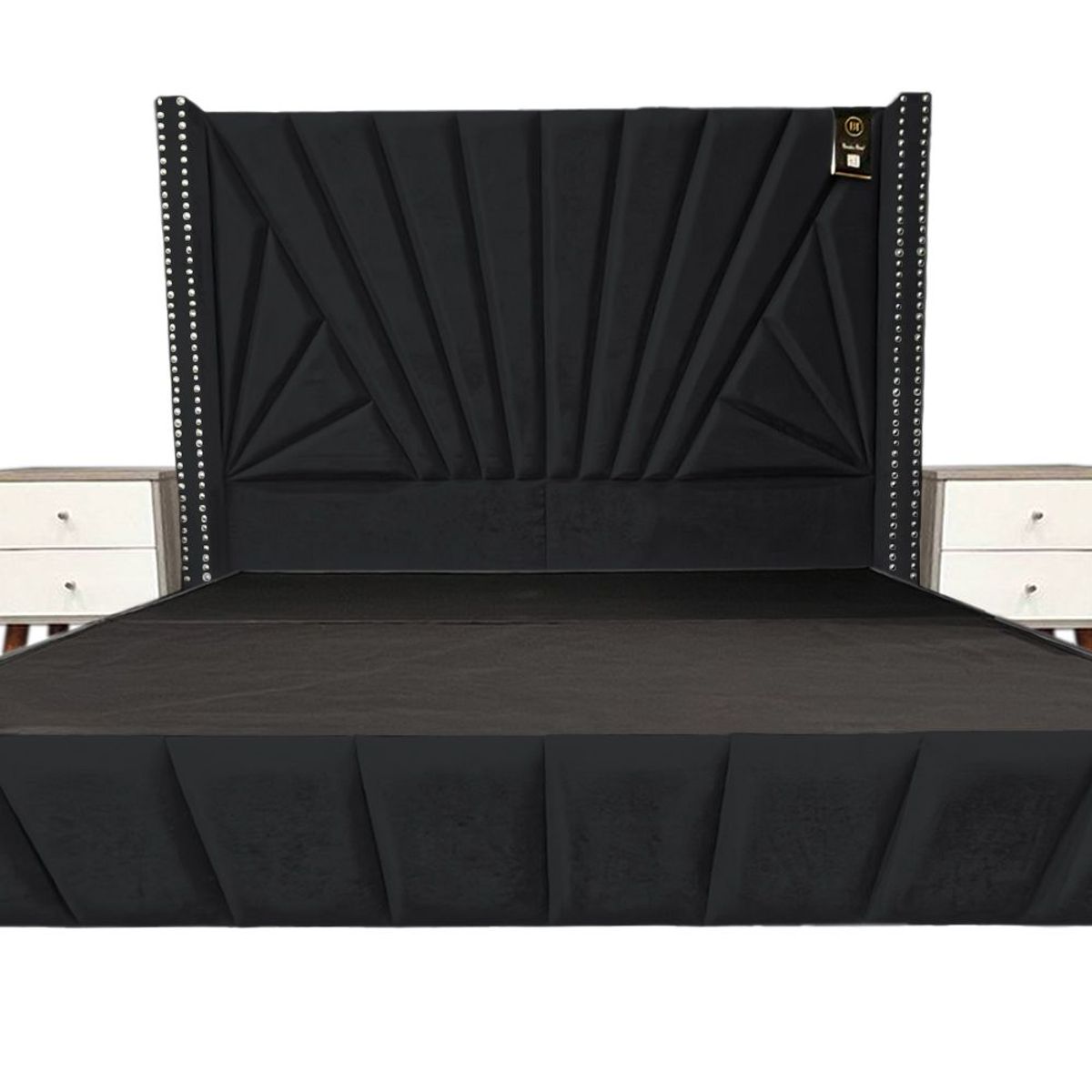 BARAKA HOME - Dormitorio Lienz King + Cabecera + 2 Veladores - Negro