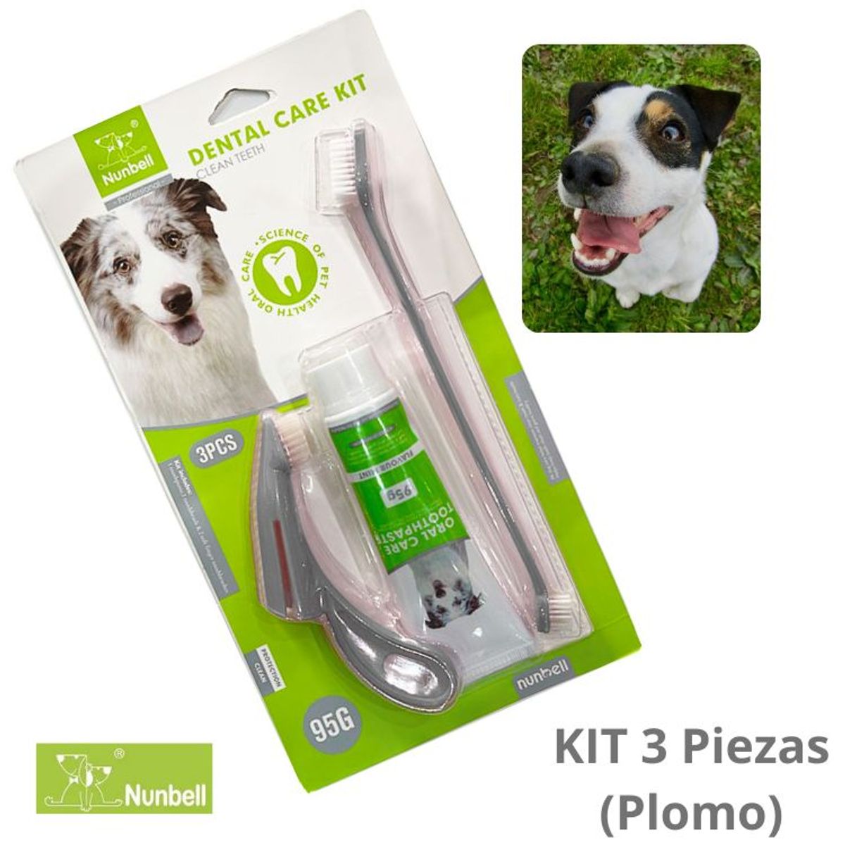 GENERICO - PASTA DENTAL PARA PERROS Y MASCOTAS KIT-3 NUNBELL PLOMO