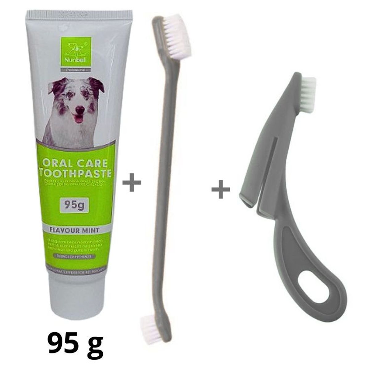 GENERICO - PASTA DENTAL PARA PERROS Y MASCOTAS KIT-3 NUNBELL PLOMO
