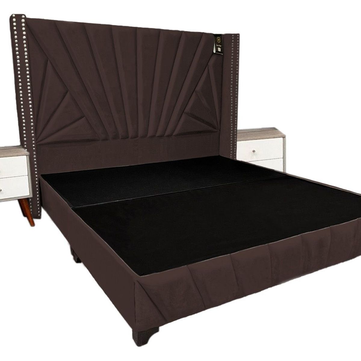 BARAKA HOME - Dormitorio Lienz King + Cabecera + 2 Veladores - Chocolate
