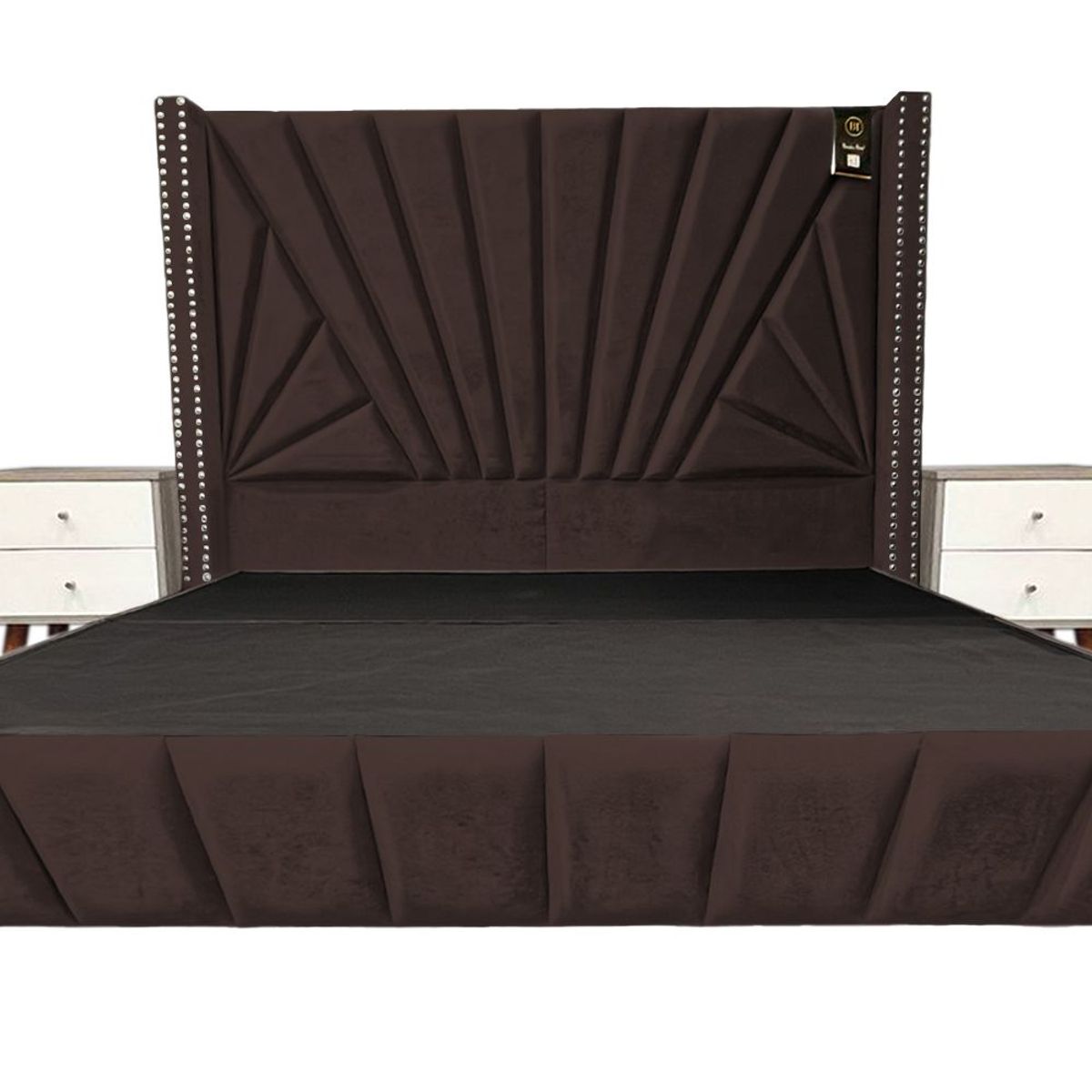 BARAKA HOME - Dormitorio Lienz King + Cabecera + 2 Veladores - Chocolate