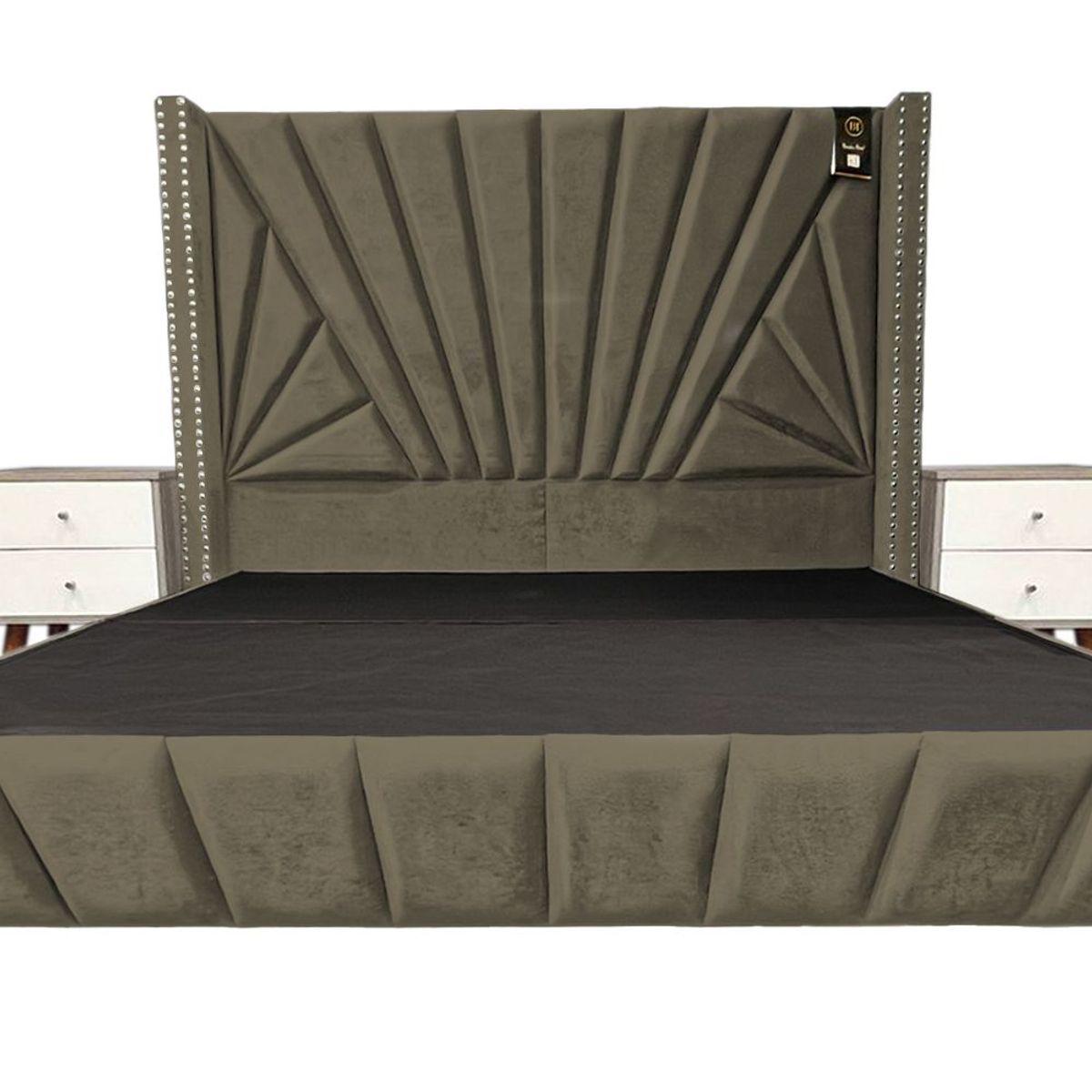 BARAKA HOME - Dormitorio Lienz King + Cabecera + 2 Veladores - Beige Oscuro