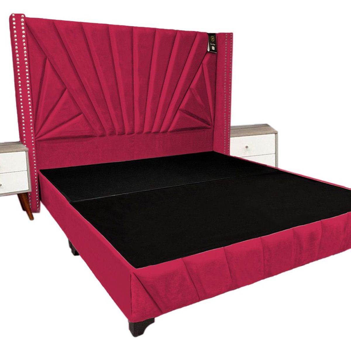 BARAKA HOME - Dormitorio Lienz King + Cabecera + 2 Veladores - Rojo