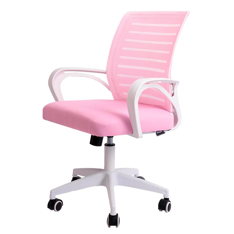 INIUS - Silla de Oficina Ergonómica Inius Kandy - Rosa con Base Blanca