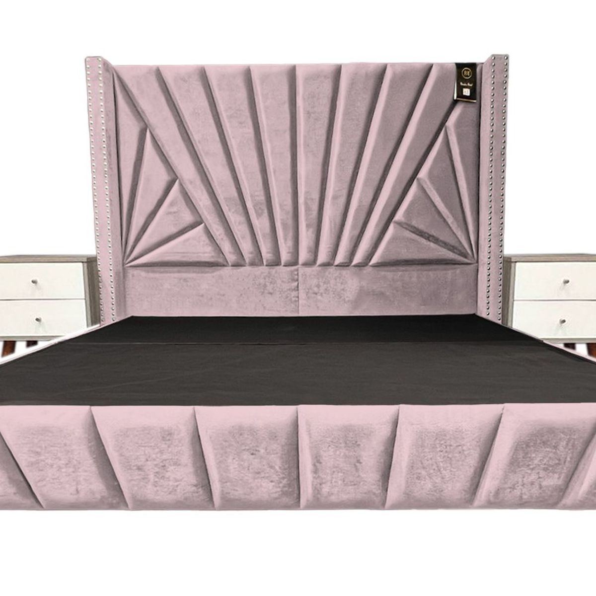 BARAKA HOME - Dormitorio Lienz King + Cabecera + 2 Veladores - Rosado