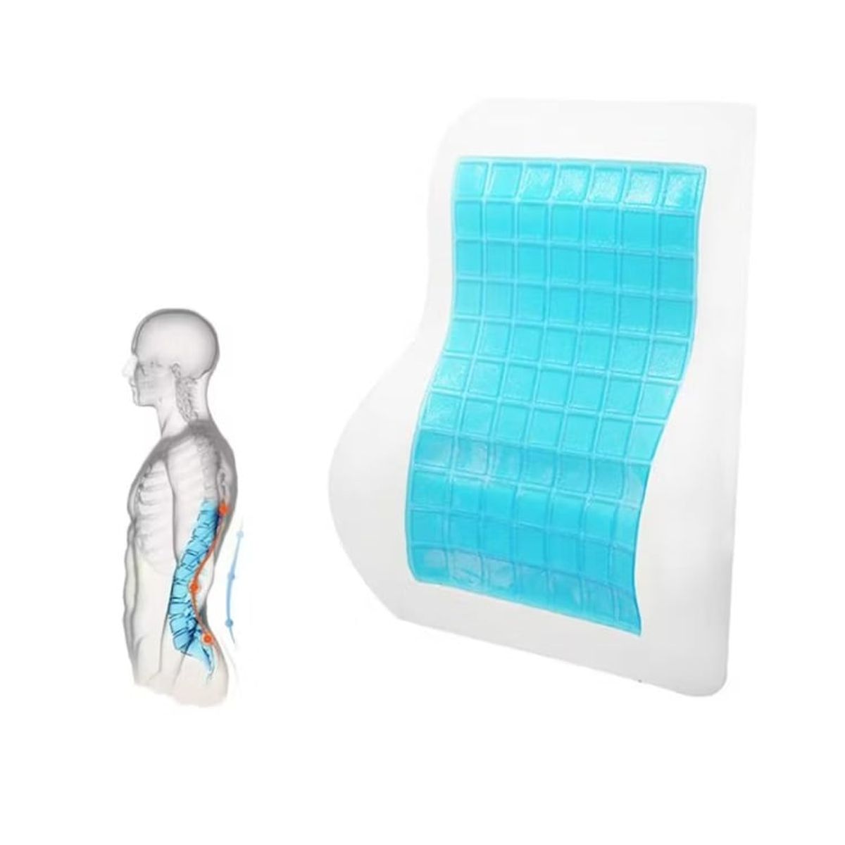 GENERICO - Cojin Espaldar Lumbar Viscoelástica con Gel y Funda