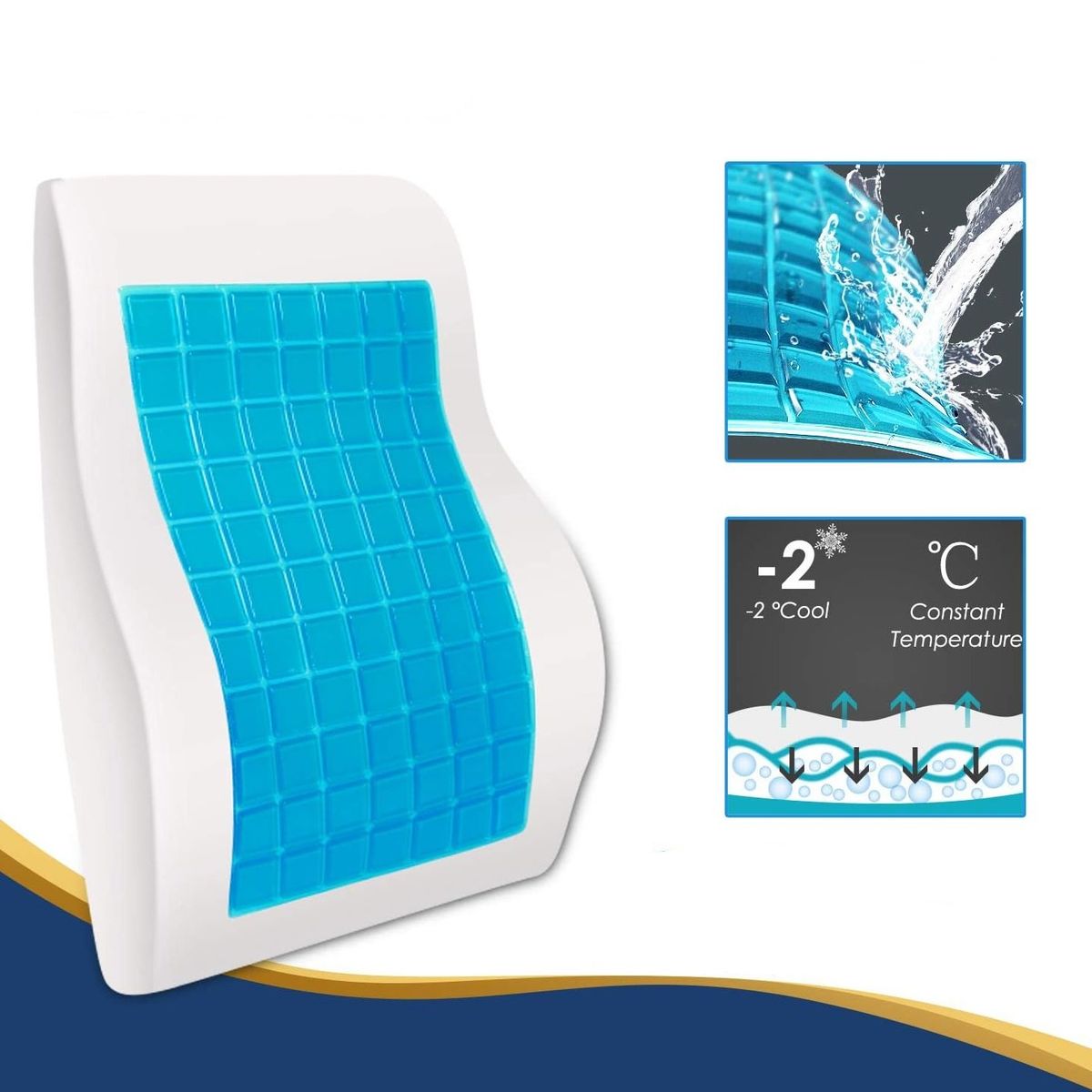 GENERICO - Cojin Respaldar Lumbar Viscoelástica con Gel y Funda