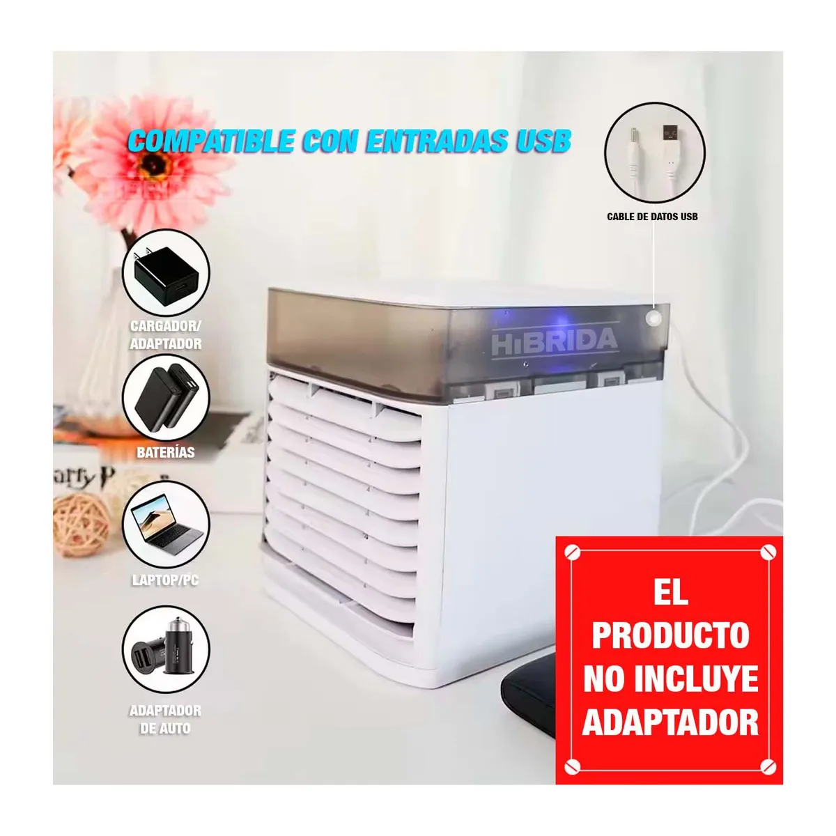GENERICO - MINI AIRE ACONDICIONADO PORTÁTIL VENTILADOR USB REFRESCA
