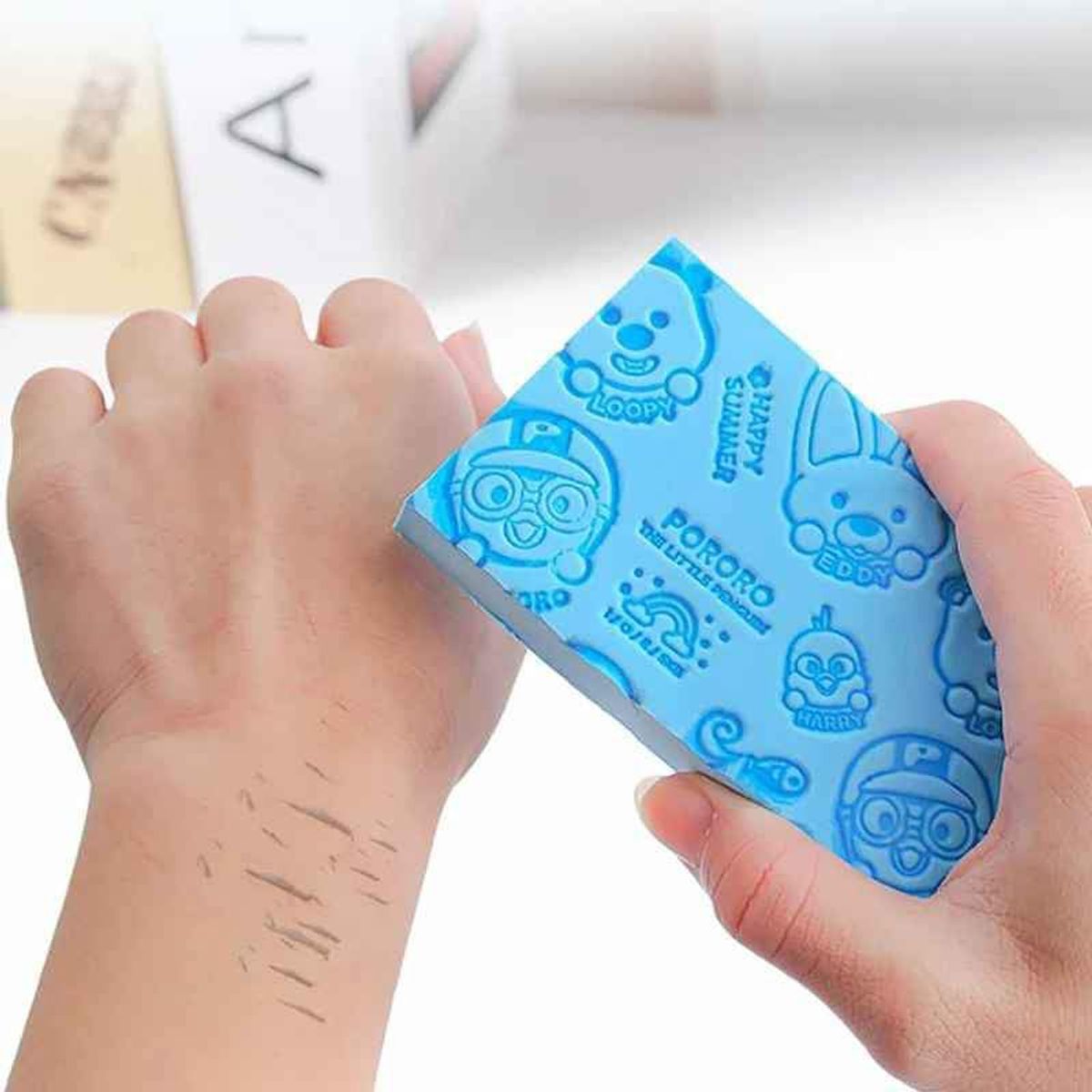 GENERICO - Esponja de baño exfoliante azul