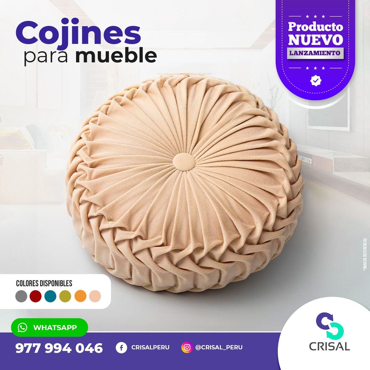 CRISAL - Cojines Velvet Redondos Beige