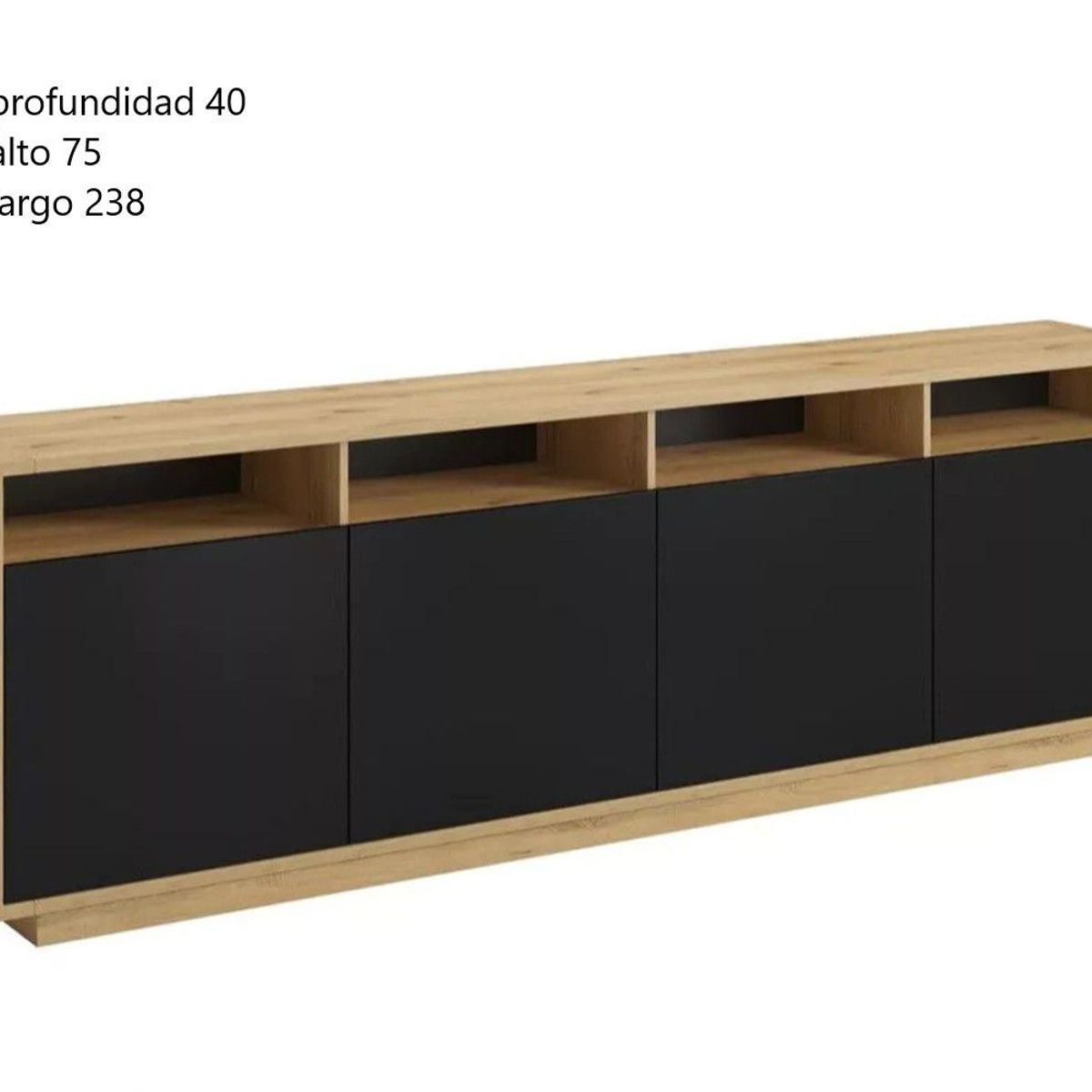 TU MESITA - Aparador largo 4 puertas Jacinto color HayaNegro TU MESITA