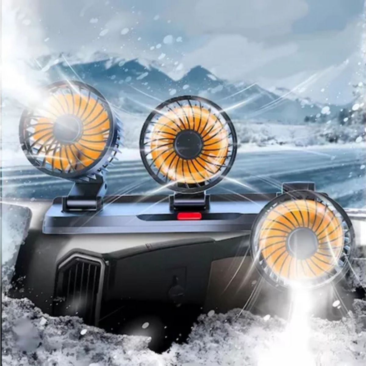 GENERICO - VENTILADOR TRIPLE MOVIBLE 360° 3 VELOCIDADES PARA AUTO