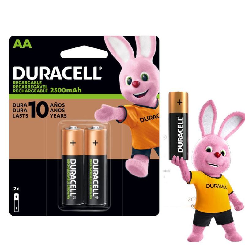 DURACELL - Set  Packs 2 pilas baterias recargable AA