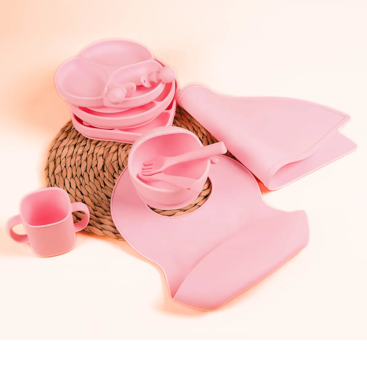 GENERICO - SET DE ALIMENTACIÓN COMPLEMENTARIA - COLOR ROSA FRESA