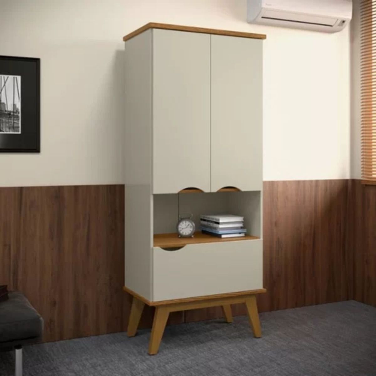 TU MESITA - Aparador alto multiusos 2 puertas 1 cajon Arturo color Blanco TU MESITA