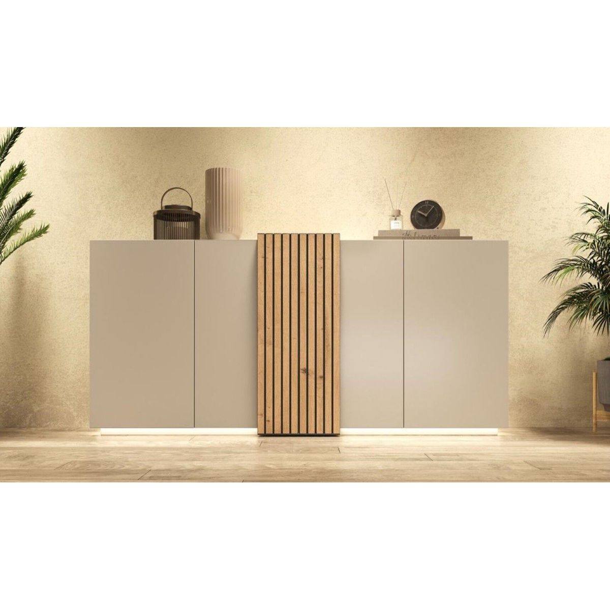 TU MESITA - Aparador Moderno 4 puertas 2 cajones interiores Rua color BlancoDuna TU MESITA