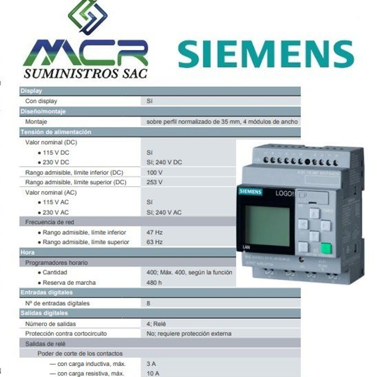 SIEMENS - LOGO 230RCE ETHERNET WEB SERVER LOGO TENSION 115 / 240 V ACDC SIEMENS