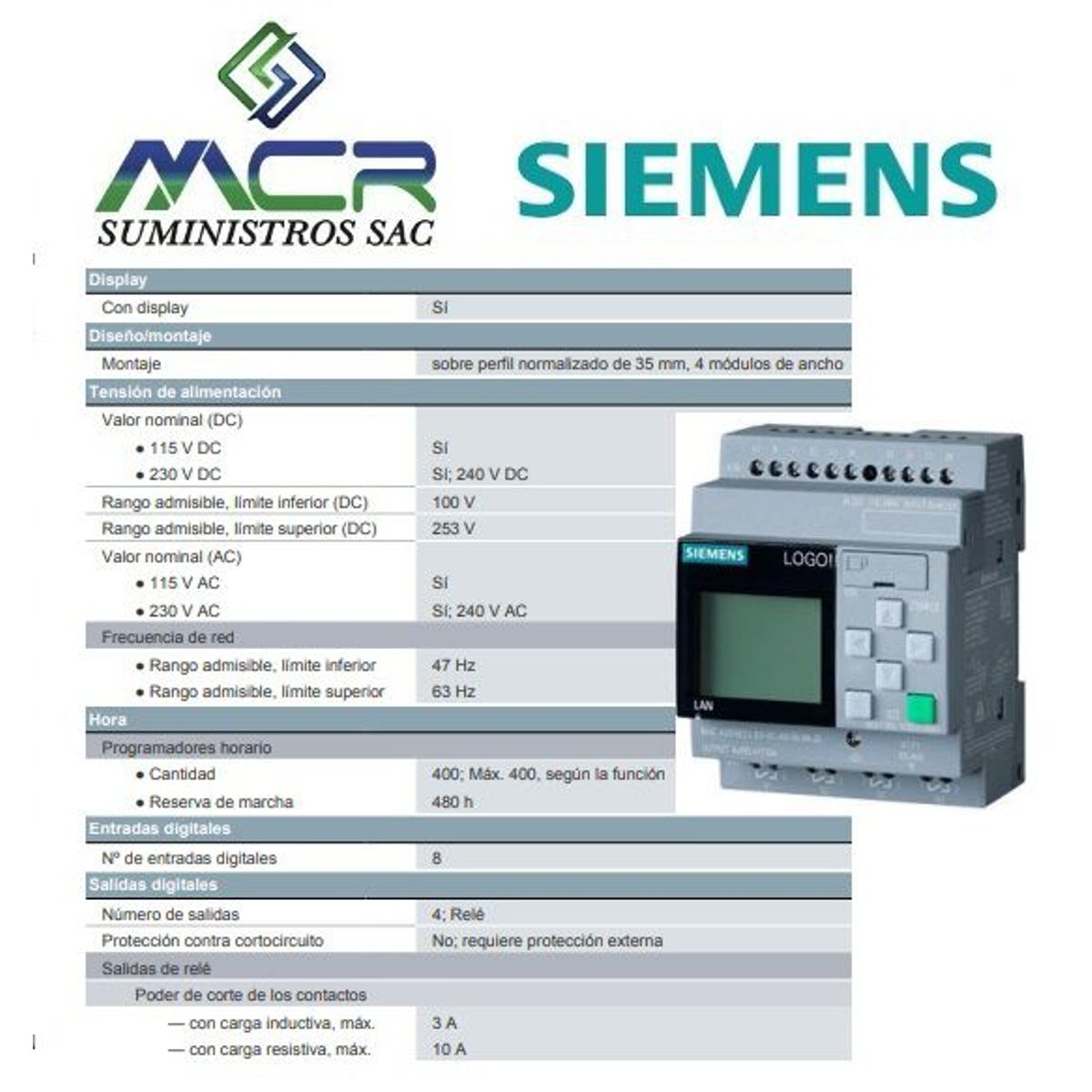SIEMENS - LOGO 230RCE ETHERNET WEB SERVER LOGO TENSION 115 / 240 V ACDC SIEMENS
