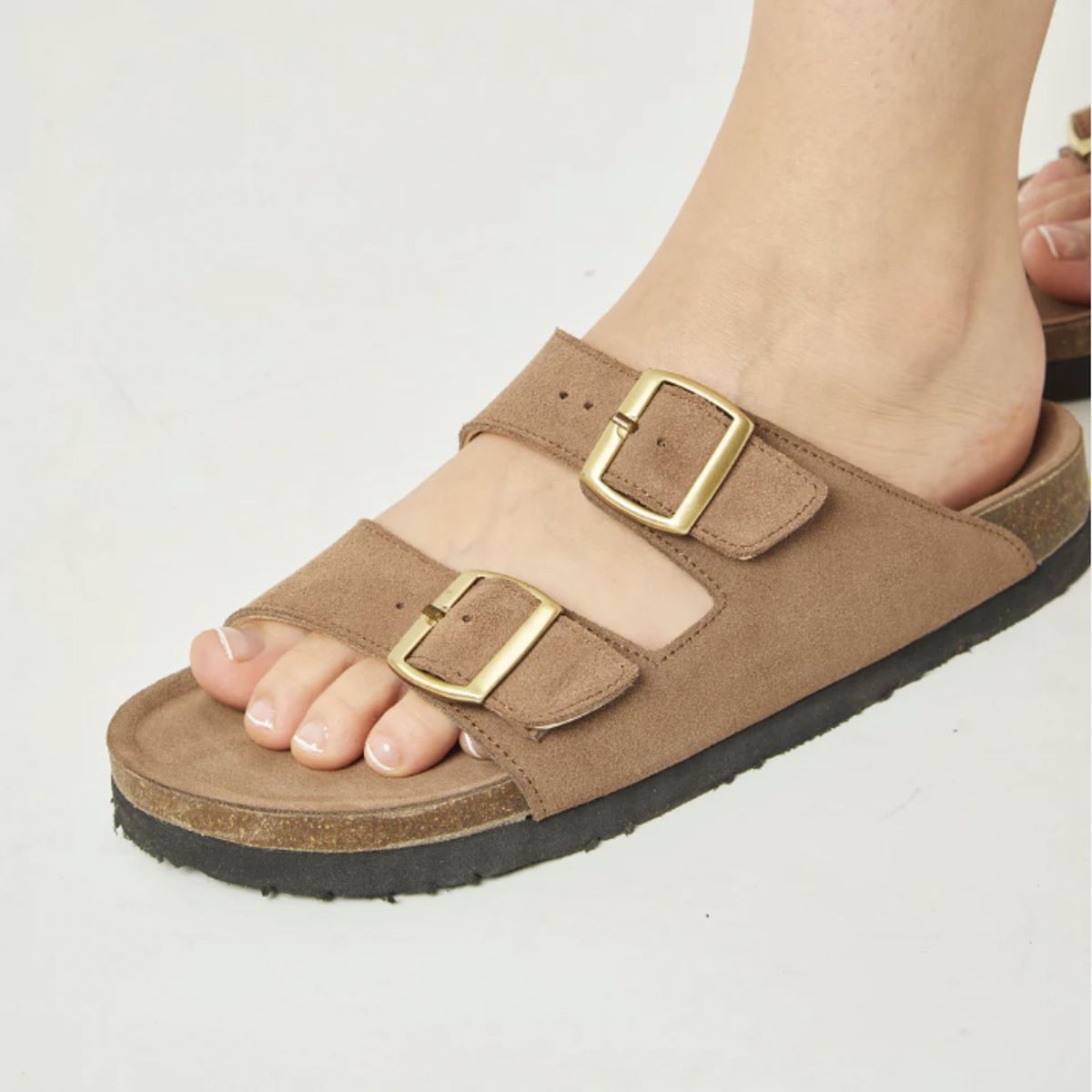 WHITE - Sandalia Honey de cuero color Café