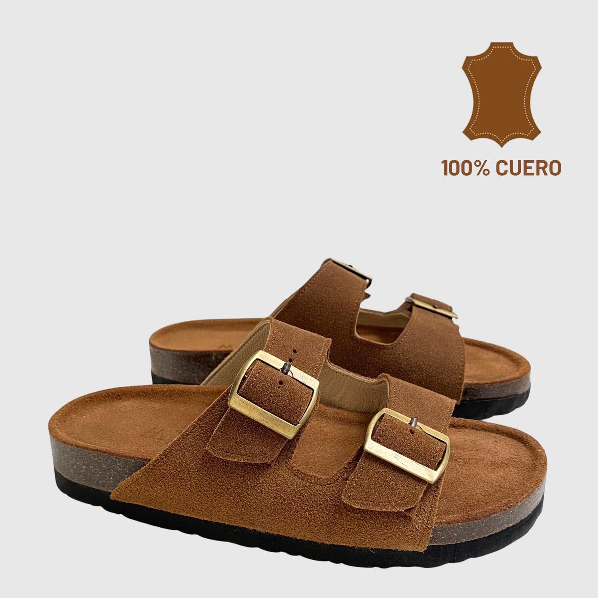 WHITE - Sandalia Honey de cuero color Café