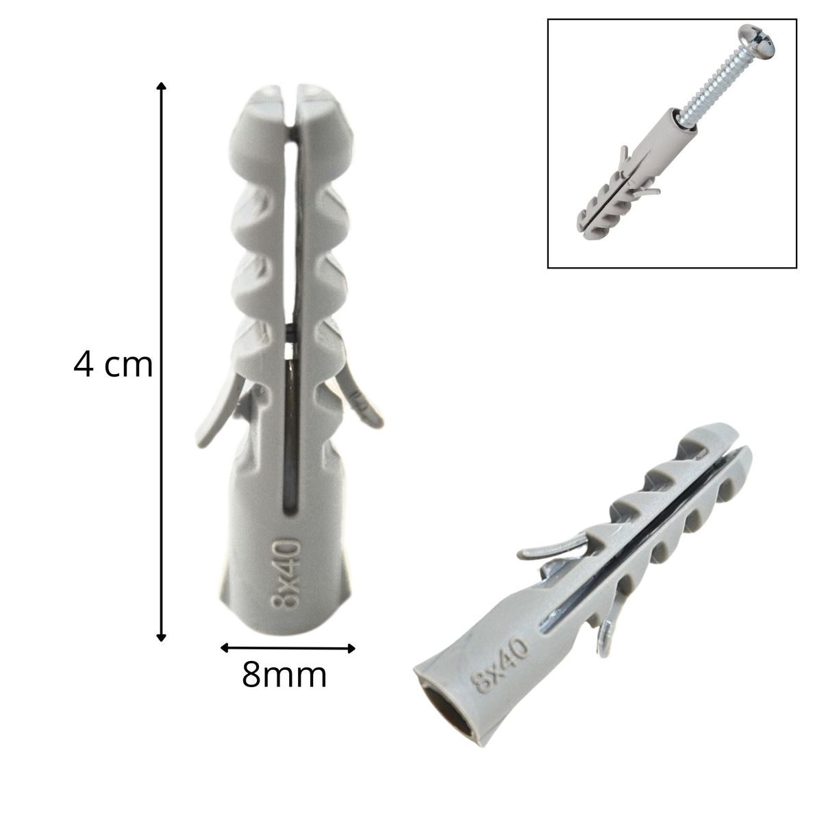 UYUSTOOLS - Tarugo de Nylon 8x40mm 100 unidades - Uyustools