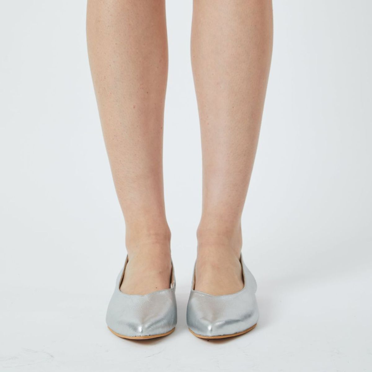 WHITE - Slingback Loli de cuero Silver