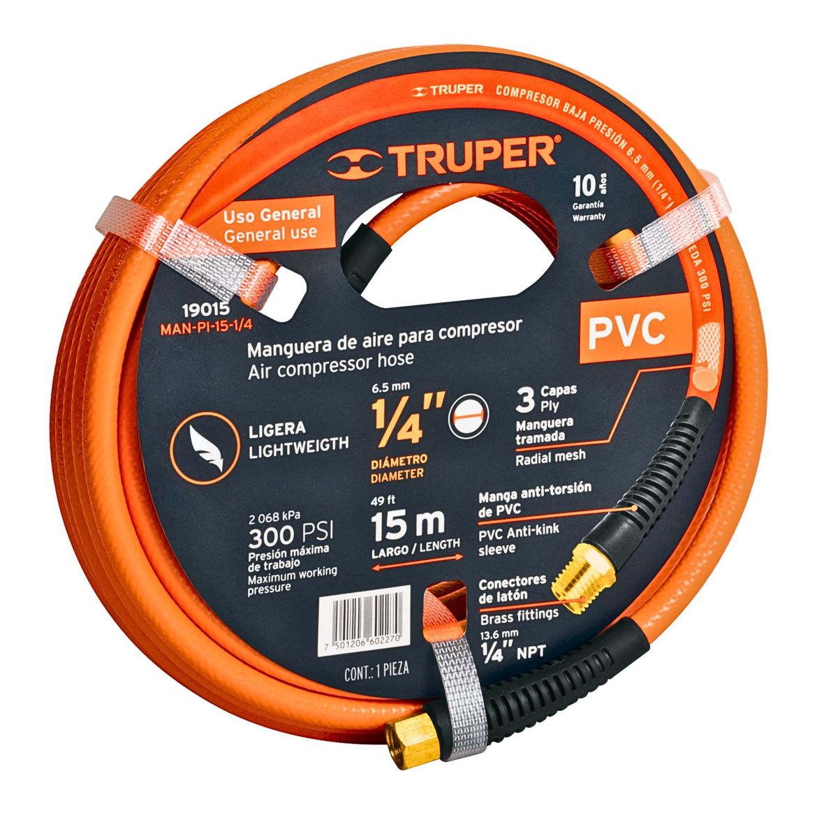 TRUPER - Manguera para compresora de aire 15m x 14 300PSI TRUPER