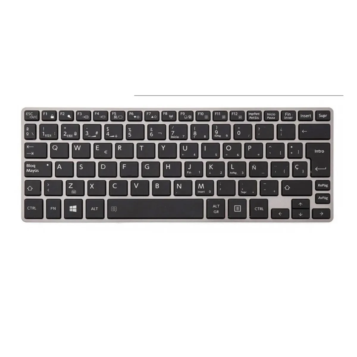 GENERICO - Teclado para Laptop Toshiba PORTEGE Z30-A Z30-B Z30T-Z Marco Plateado