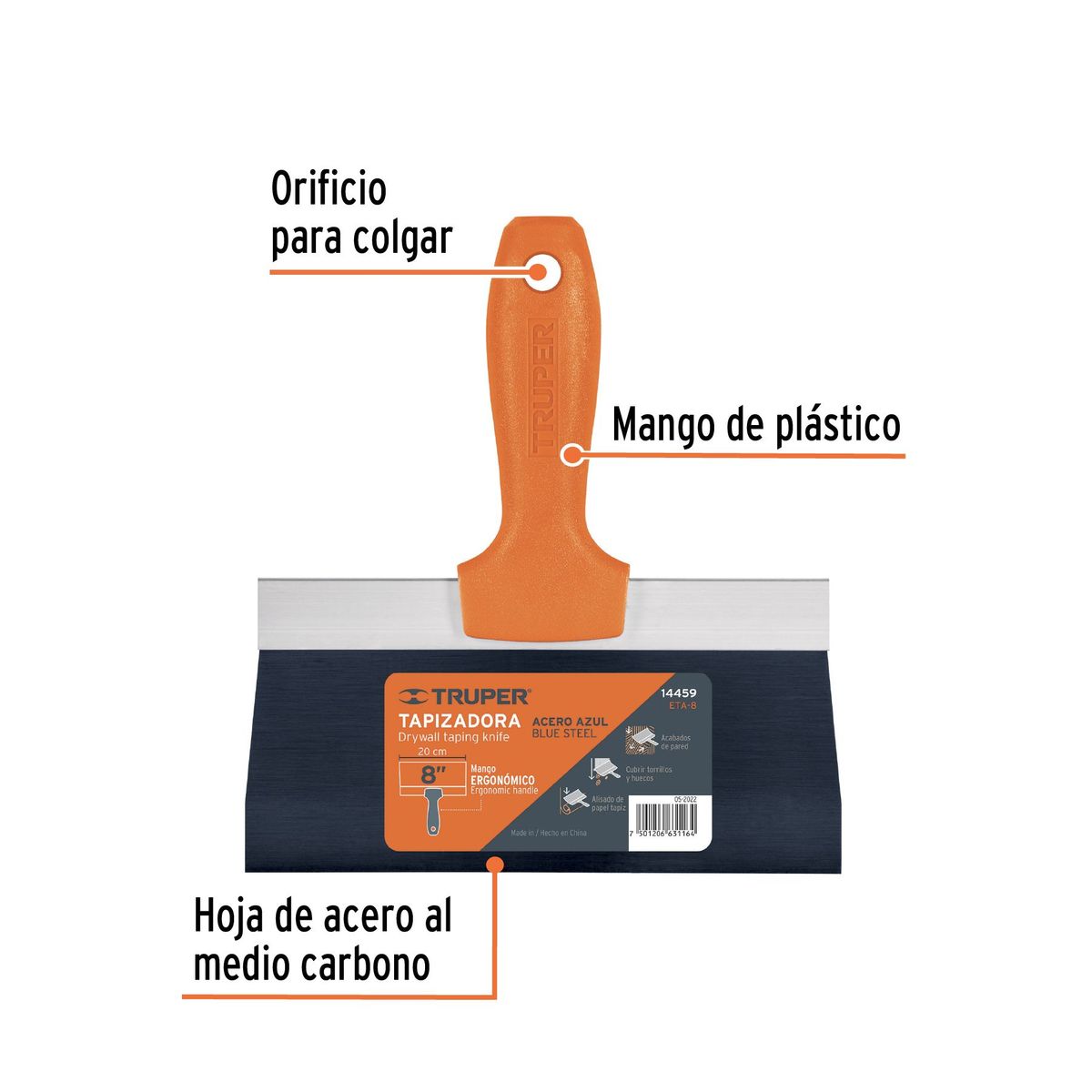 TRUPER - Espatula Tapizadora 8" 14459 Truper - Negro / Naranja