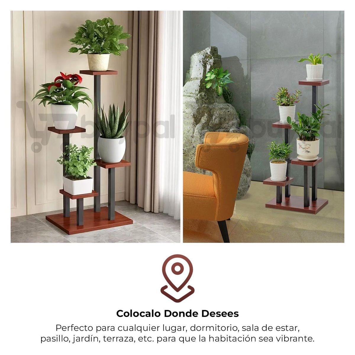 GENERICO - Estantes para Macetas Pequeño Diseño Escalonado 4 Espacios Blanco