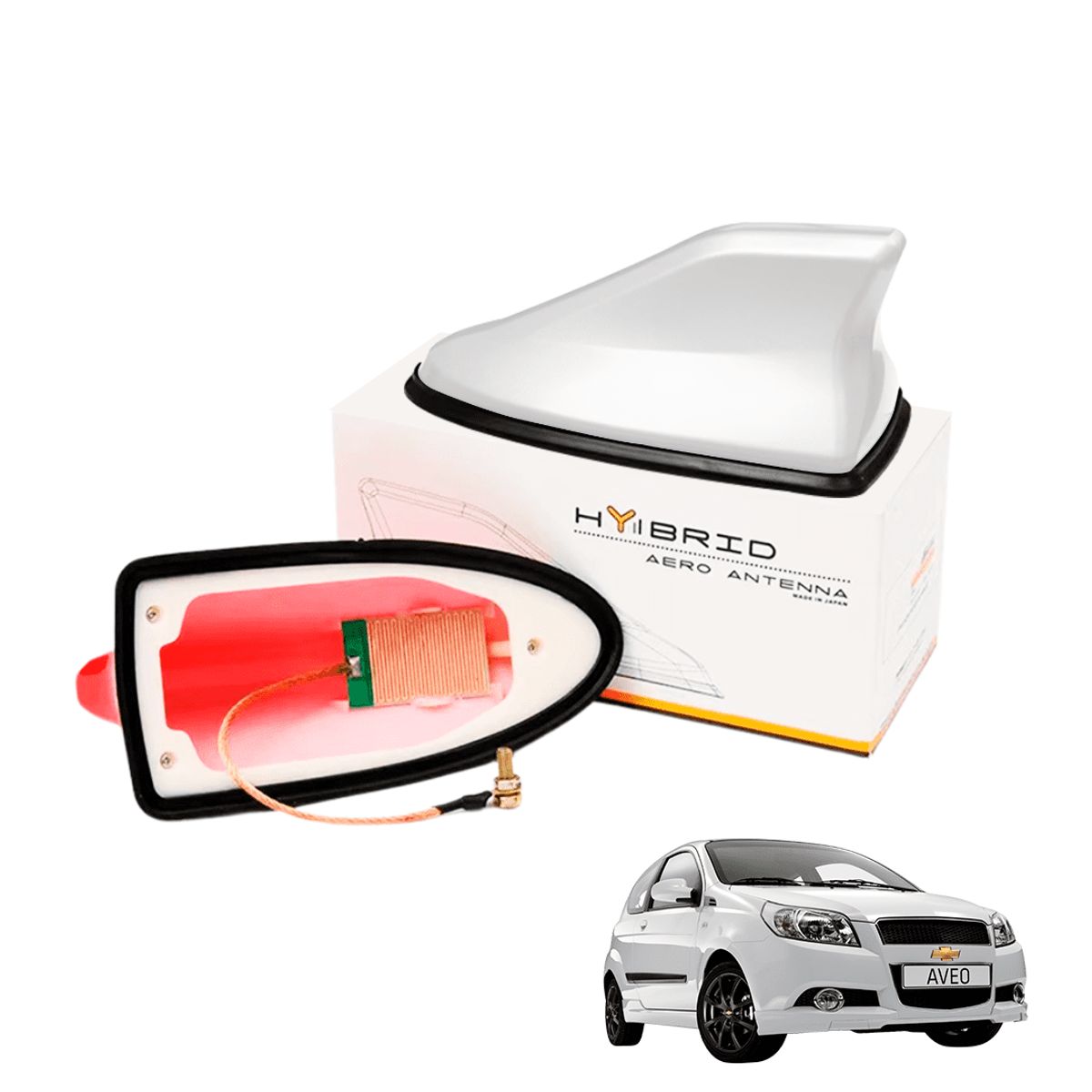 TECGO - Antena De Auto tiburon am Fm stereo Tuning Blanco