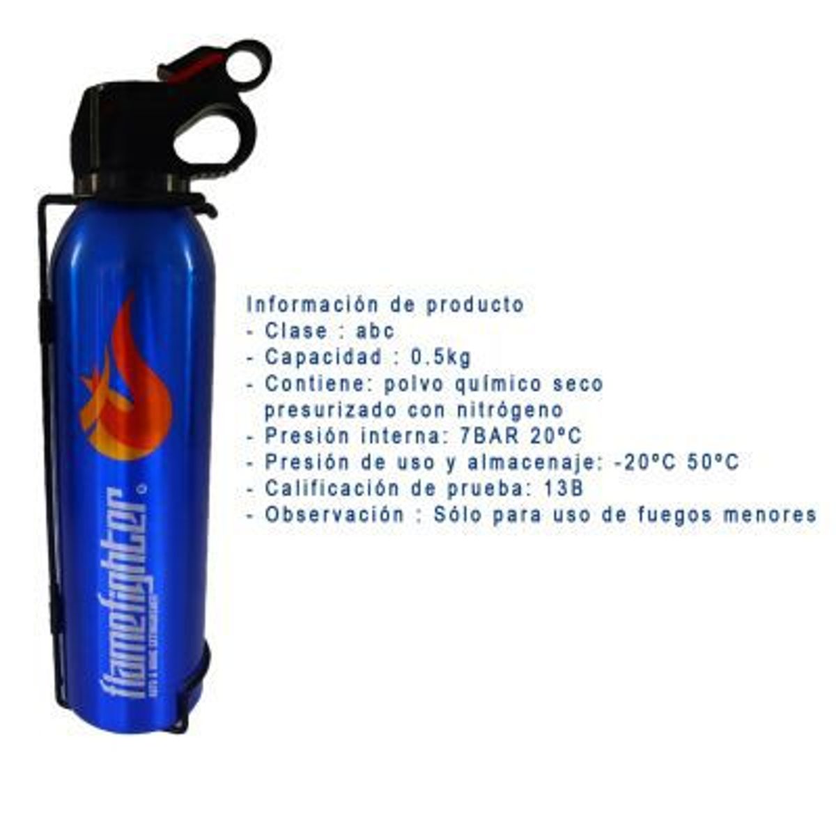 GENERICO - Extintor Deportivo para Carro PQS 05kg brackets Azul