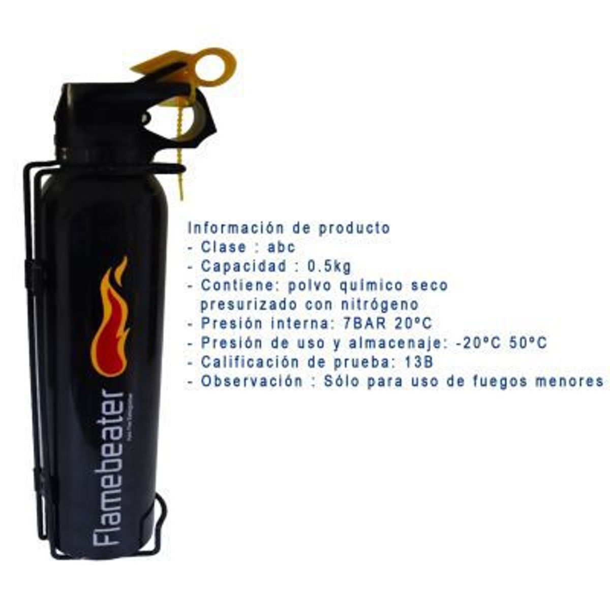 GENERICO - Extintor Deportivo para Carro PQS 05kg brackets Negro