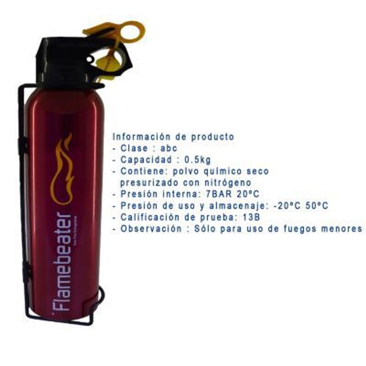 GENERICO - Extintor Deportivo para Carro PQS 05kg brackets Rojo