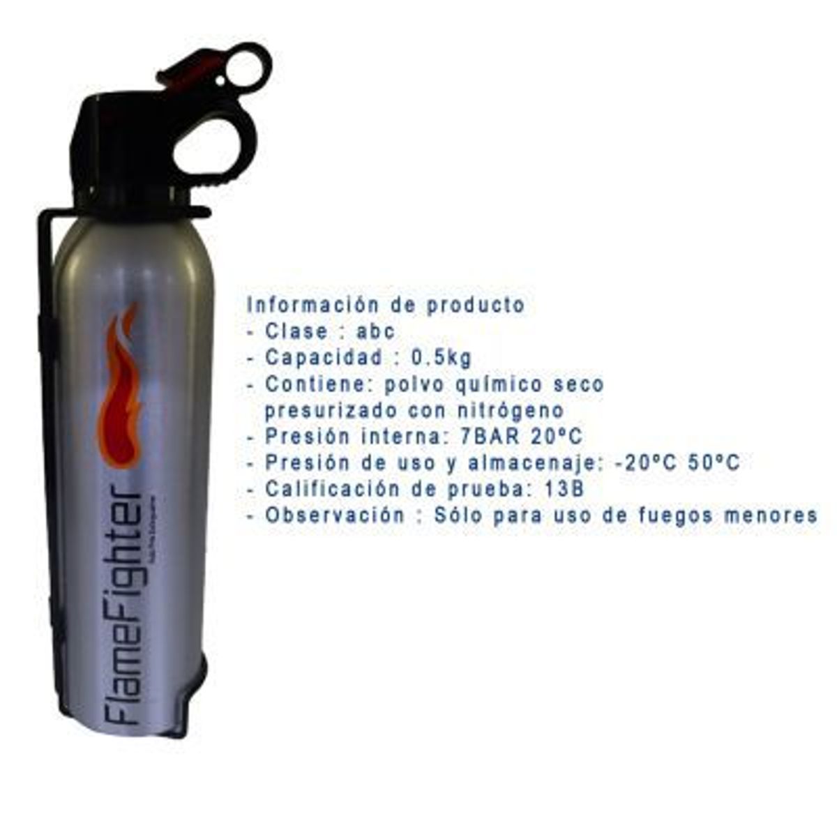 GENERICO - Extintor Deportivo para Carro PQS 05kg brackets Silver gris