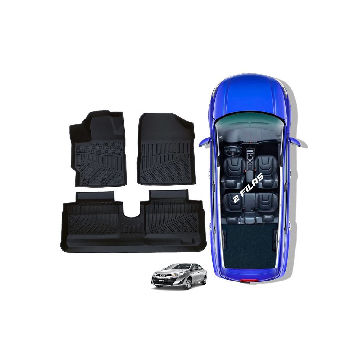 TECGO - PROTECTOR CUBRE PISO 5D TPE TOYOTA YARIS 2014-2020