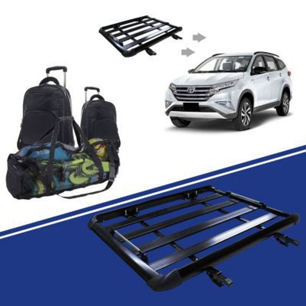 GENERICO - PARRILLA PORTA EQUIPAJE 140CM PLANA NEGRA