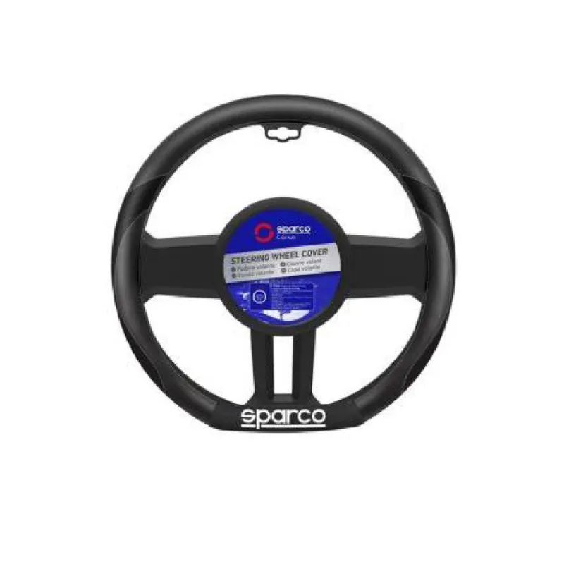 SPARCO - FUNDA DE TIMON DEPORTIVO CUERO NEGRO SPARCO