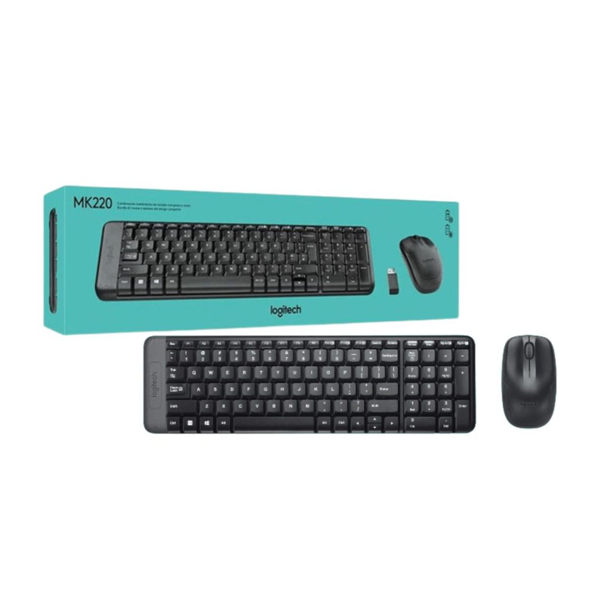 LOGITECH - TECLADO LOGITECH + MOUSE MK220 WIRELESS USB SP NEGRO
