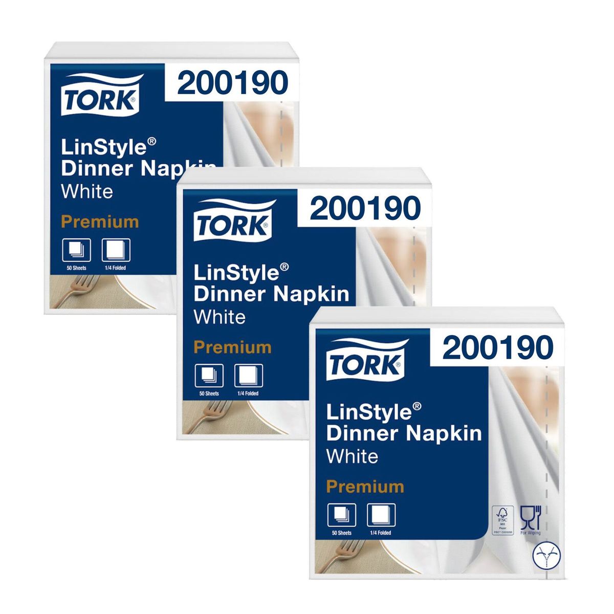 TORK - Servilleta Tipo Tela Tork Linstyle Blanca 3 paq x 50un