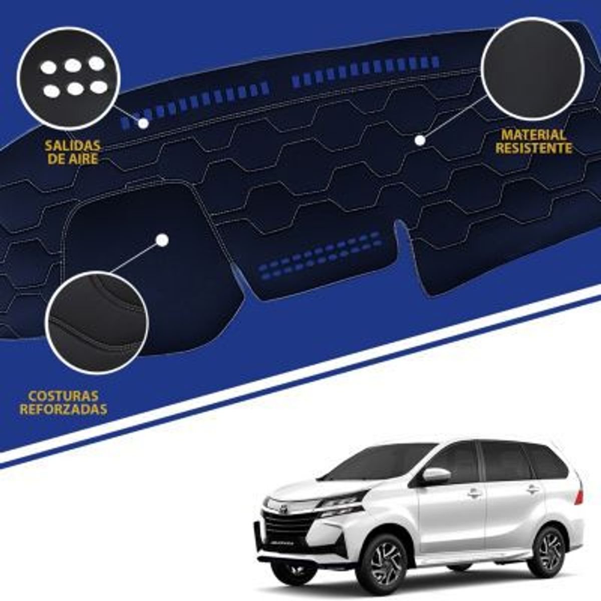 TECGO - PROTECTOR CUBRE TABLERO TIPO TOYOTA AVANZA 2023 CON COCOS