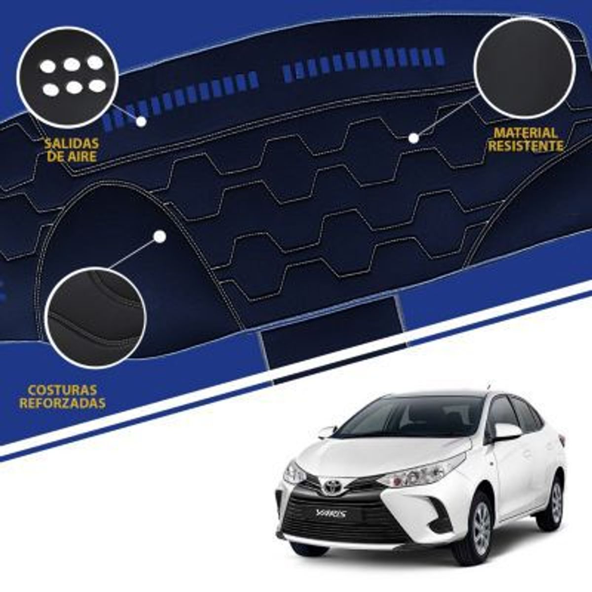 TECGO - PROTECTOR CUBRE TABLERO TIPO TOYOTA YARIS 2015-2020 COCOS