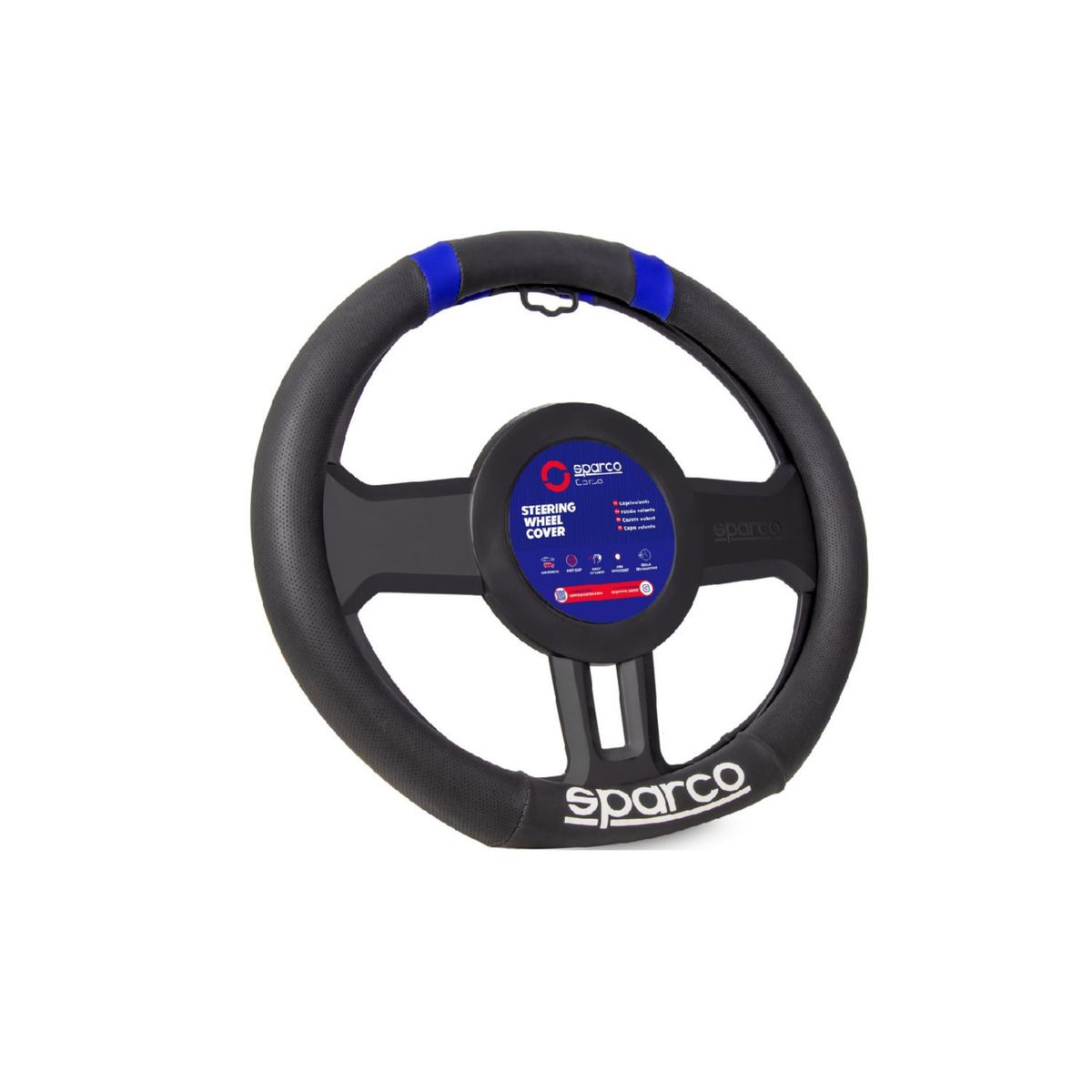 SPARCO - FUNDA DE TIMON DEPORTIVO CON DETALLE AZUL SPARCO